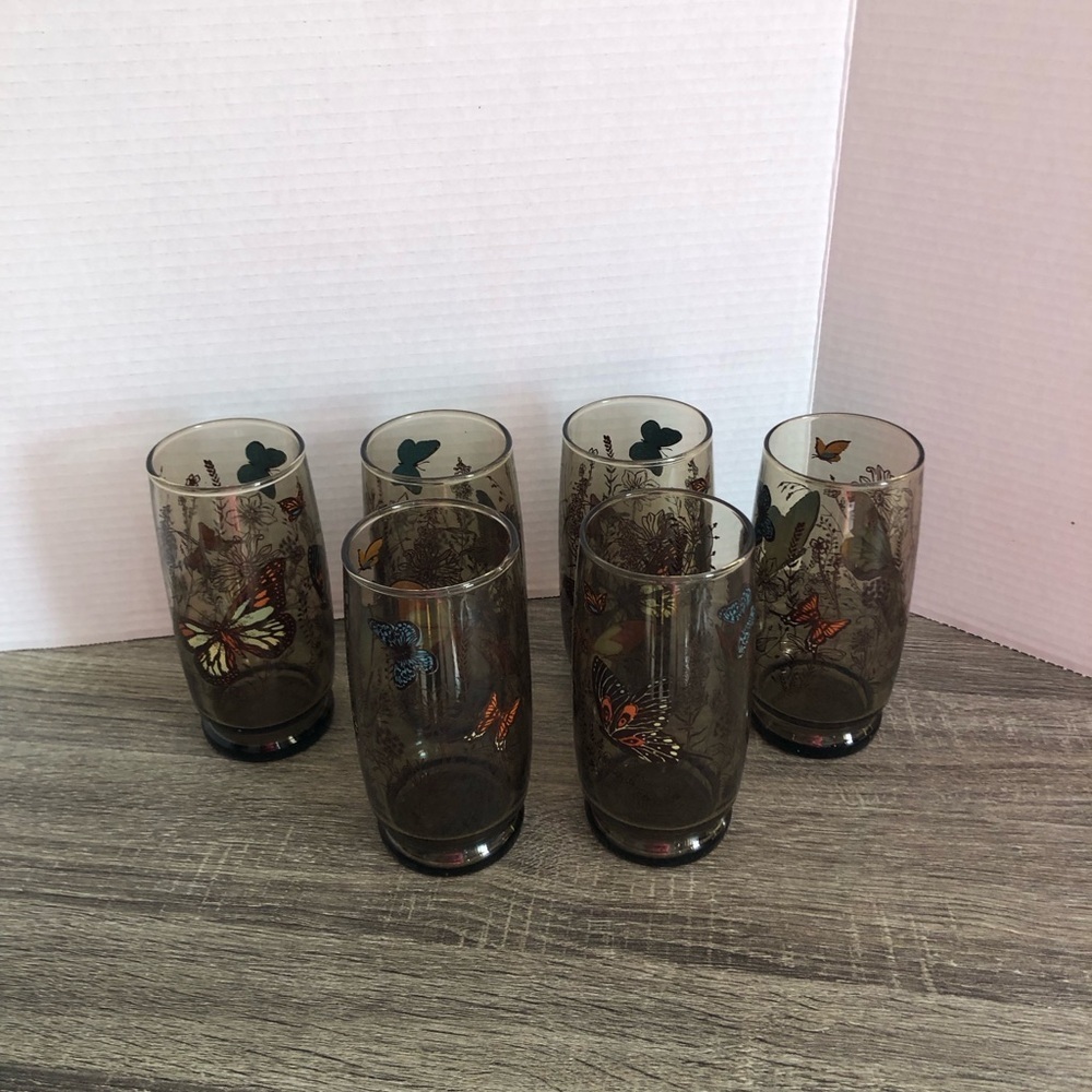 MCM Libbey Butterfly Glasses